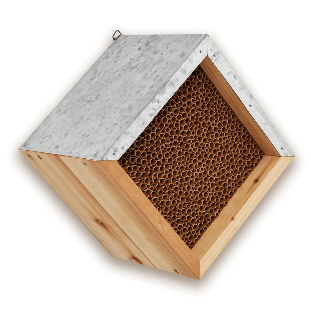 Bienenhotel mit Nisthülsen aus Pappe