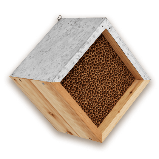 Bienenhotel mit Nisthülsen aus Pappe