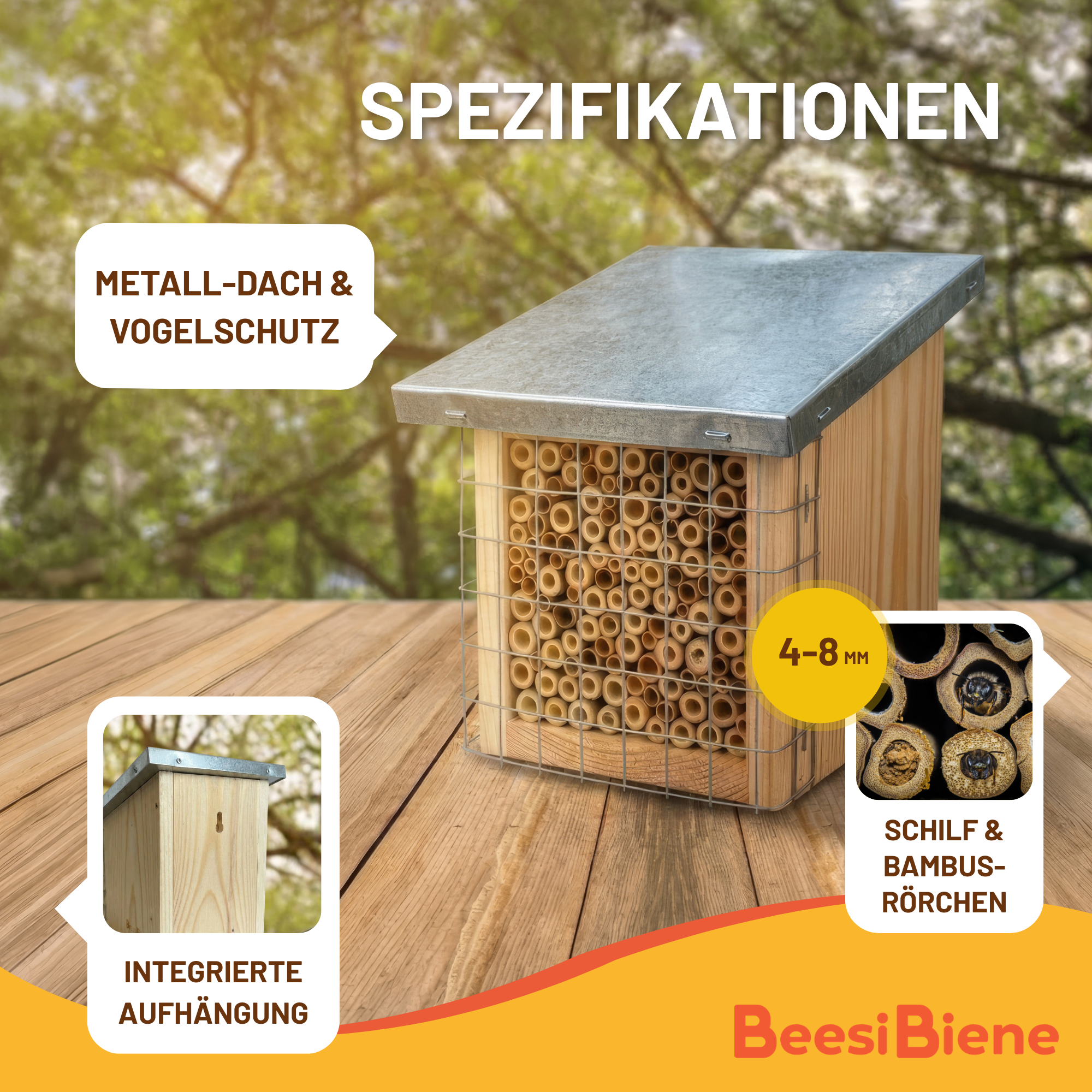 Bienenhotel Bambus und Schilf gemischt