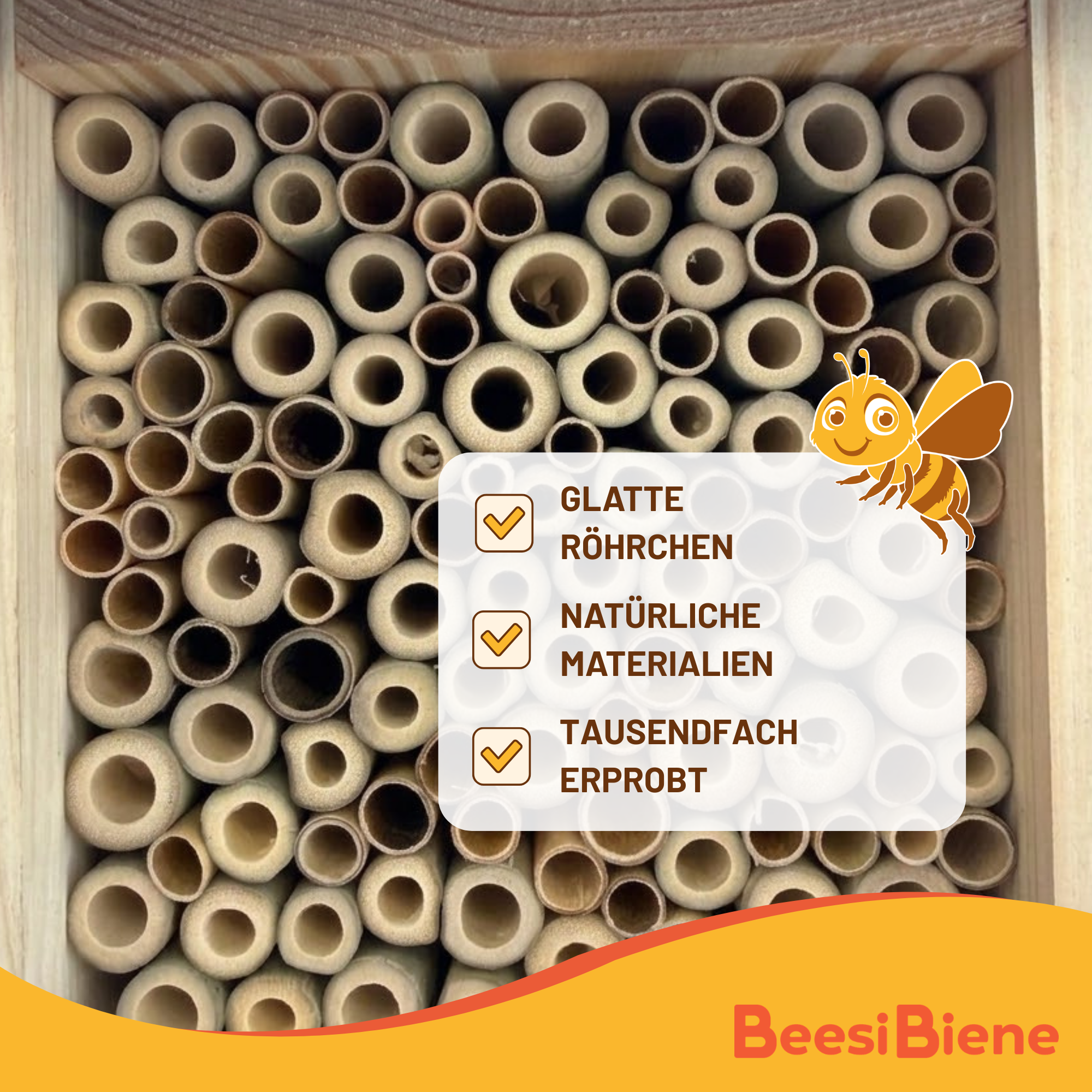 Bienenhotel Bambus und Schilf gemischt