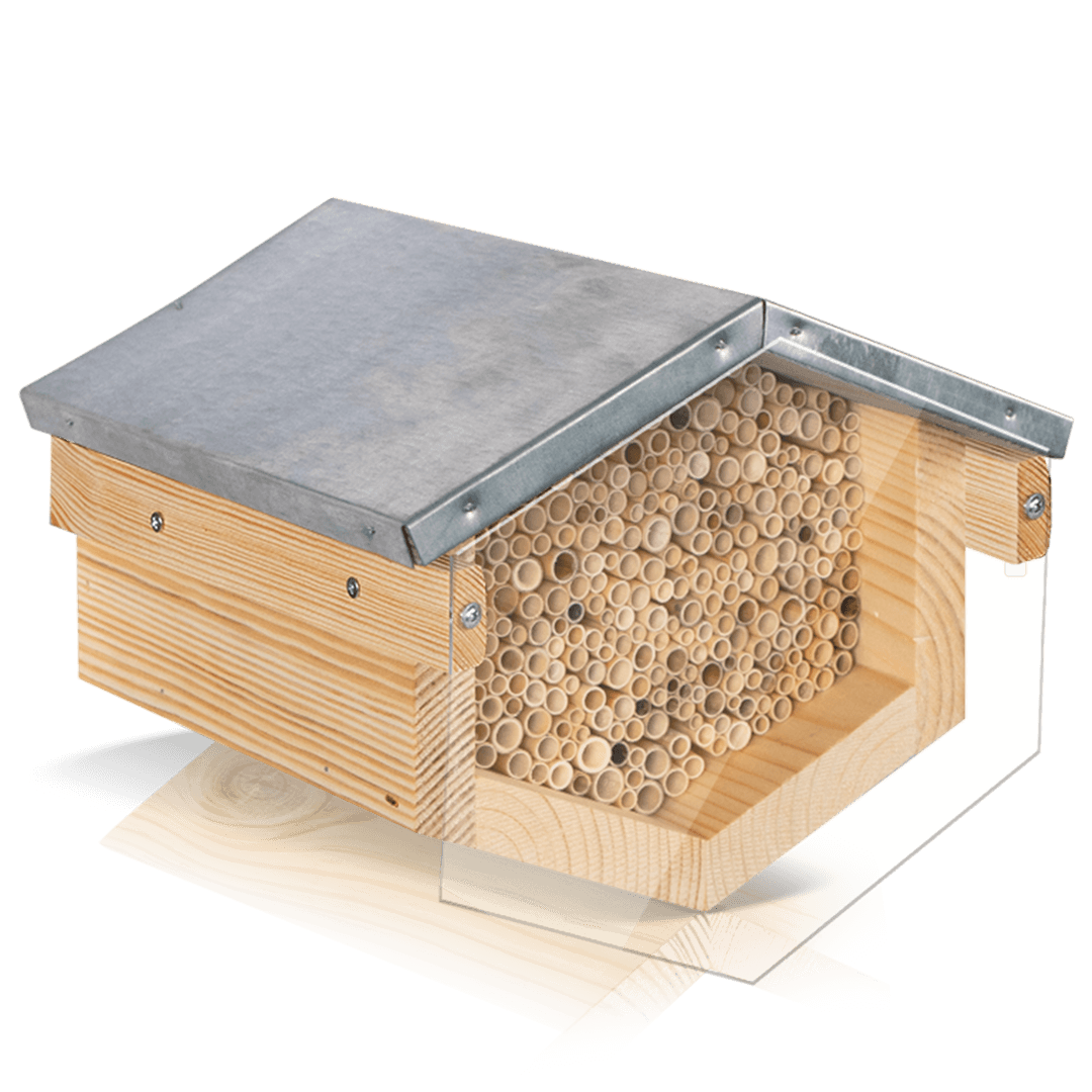 Wildbienenhotel Schilf mit Vogelschutz
