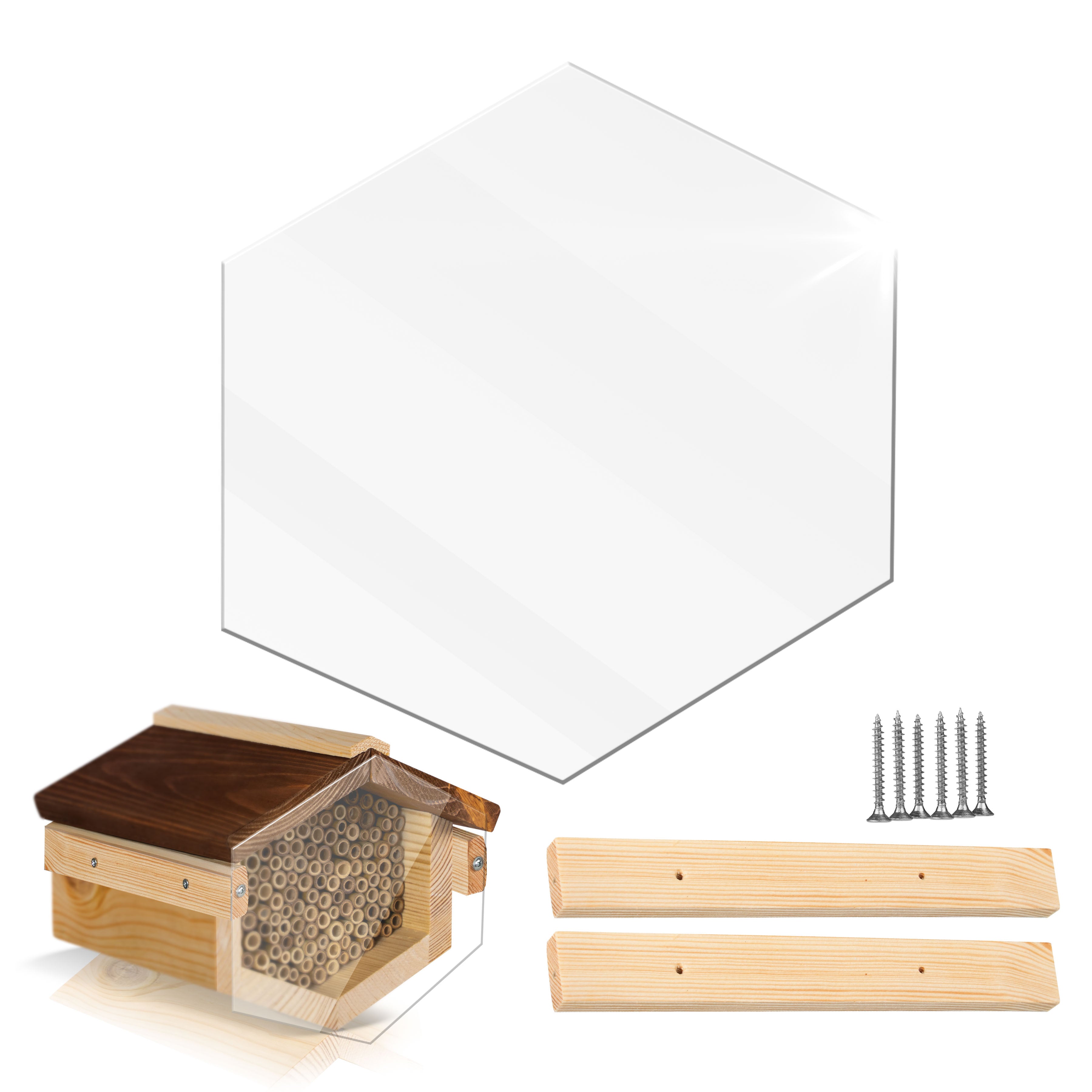 Bienenhotel Bambus mit Vogelschutz