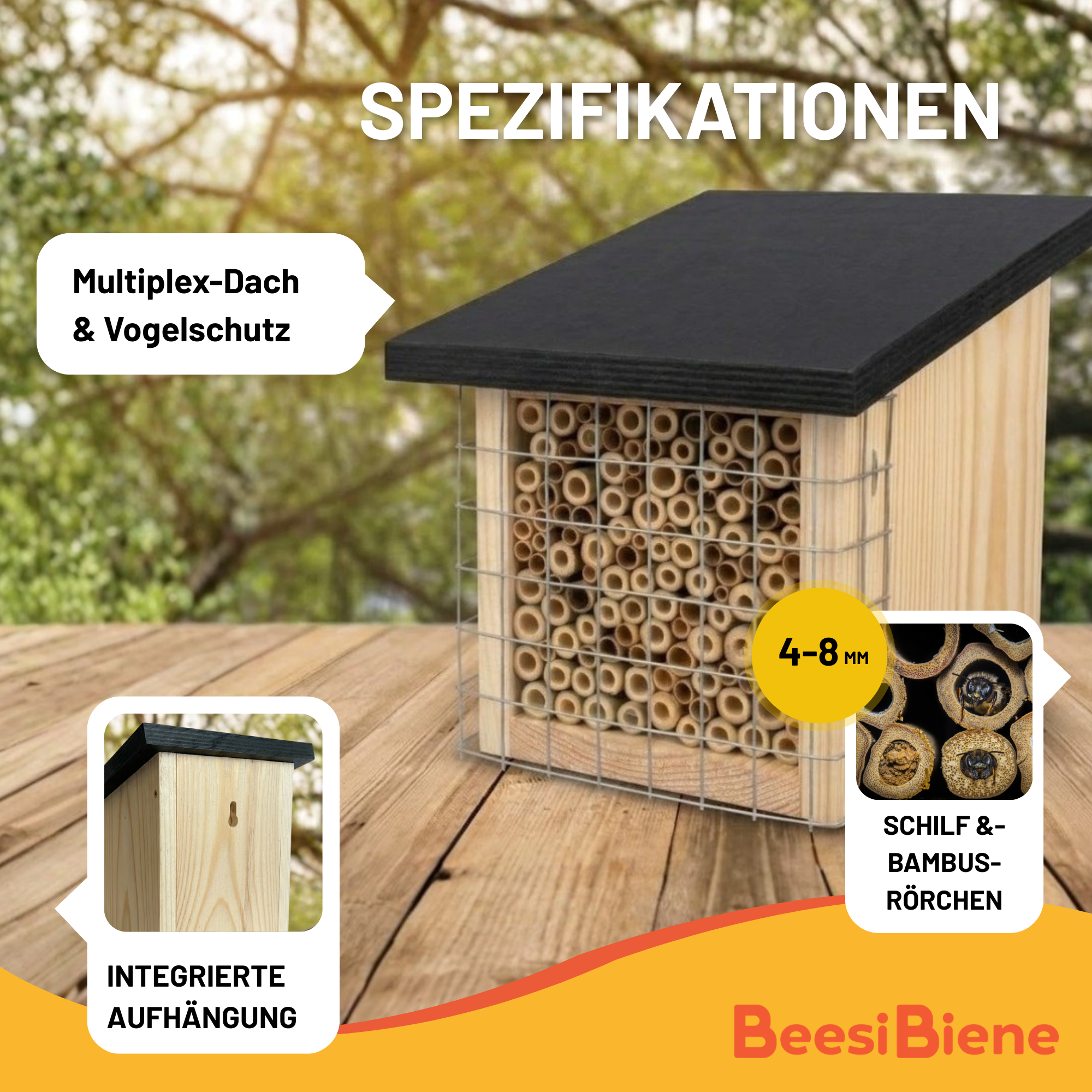 Bienenhotel Bambus und Schilf gemischt