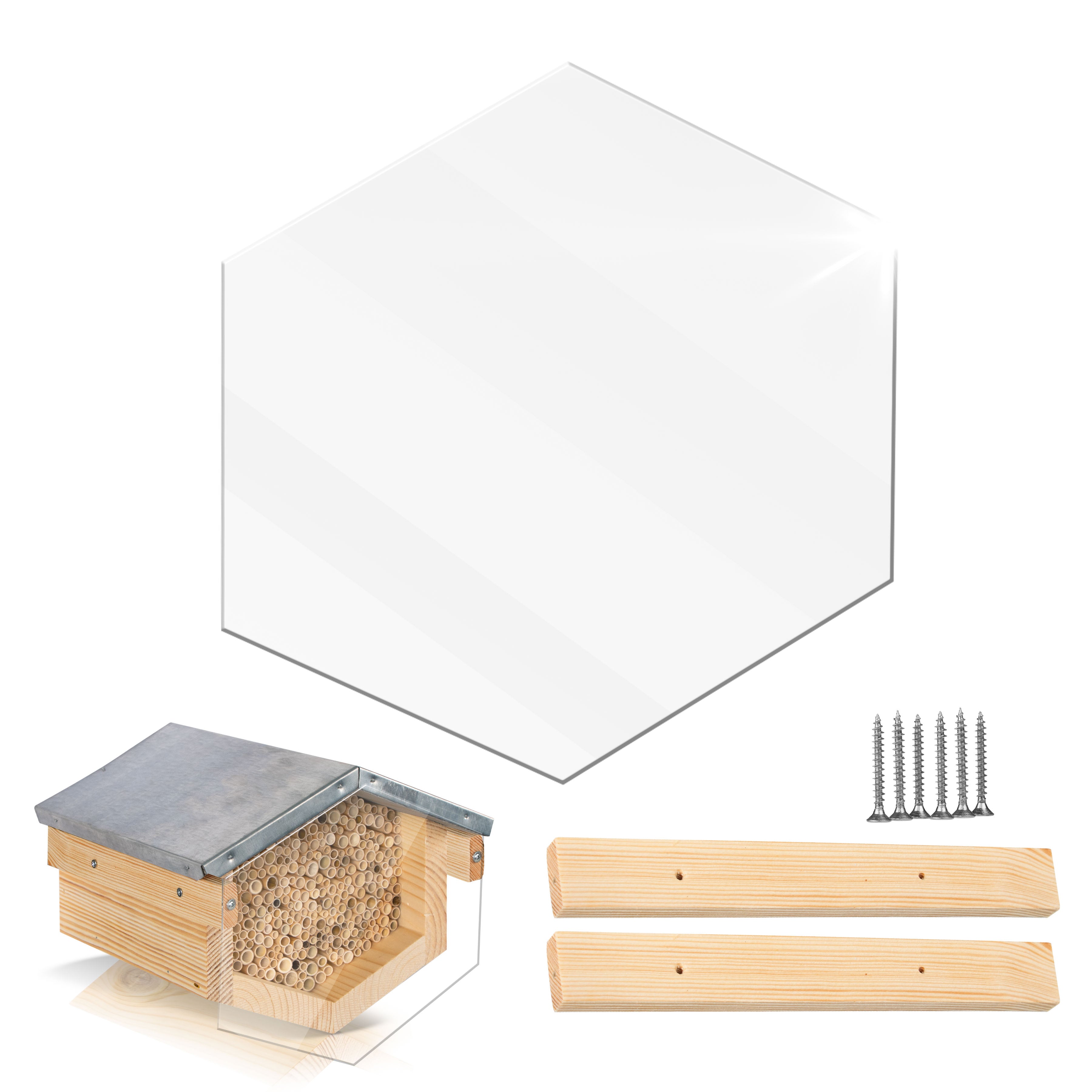 Wildbienenhotel Schilf mit Vogelschutz